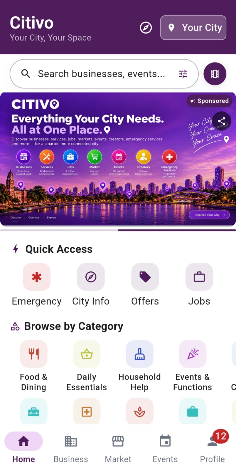 Citivo app — browsing local listings